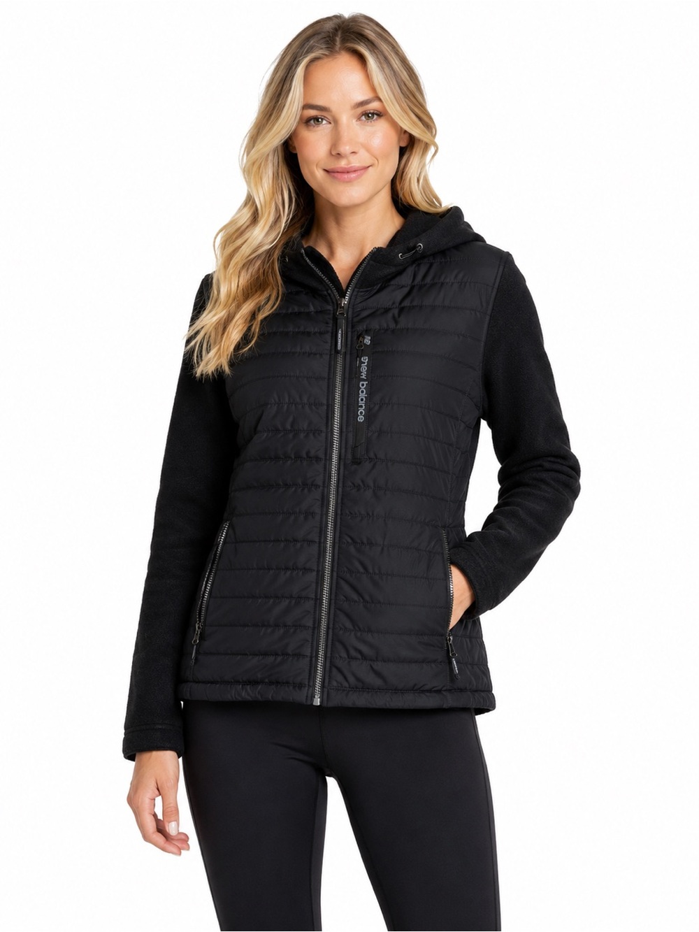 New Balance‎ Size 1X Black Women's Quilted Hooded Jacket - Smart Fleece Panels